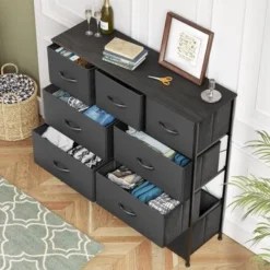 Pellebant Fabric Wide Dresser Storage Tower With 9 Drawers - Black - 9-drawer -Bed Frame Shop 33ba6bde 125d 43e5 9d7b acda7b08dce1