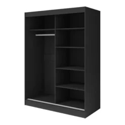 Copper Grove Parasol Modern Glossy Mirrored 2-door Wardrobe Armoire - Black-59" -Bed Frame Shop 33d3337b 9cd4 4874 a377 5150e2454112