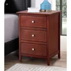 Daniel 3-drawer Transitional Wooden Nightstand - Pink -Bed Frame Shop 34018db4 c3f3 4bf1 ae45 4c34629b78cf