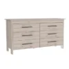 TUHOME Hms Double Dresser With 6 Drawers, 4 Legs And Metal Hardware - N/A - Light Oak / White