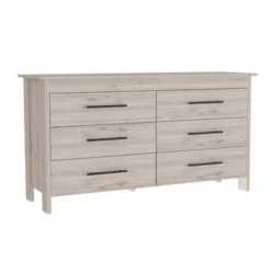 TUHOME Hms Double Dresser With 6 Drawers, 4 Legs And Metal Hardware - N/A - Light Oak / White
