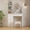 Makeup Vanity Dressing Tabel Set With Touch Screen Mirror & Stool - White