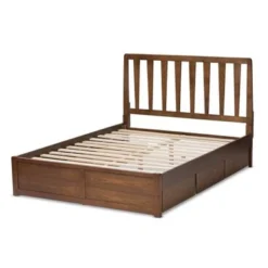 Contemporary Walnut Wood Storage Bed By Baxton Studio - King - Brown -Bed Frame Shop 3596f5b7 6b80 4faa a3c7 547d81b383b7