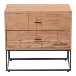 Aurelle Home Alatar Modern 2-drawer Solid Wood And Iron Nightstand - Natural