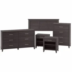 Somerset 5 Piece Full/Queen Size Bedroom Set By Bush Furniture - Storm Gray -Bed Frame Shop 35cd24a2 6a0e 46c5 aeb2 7fc31d2203b1