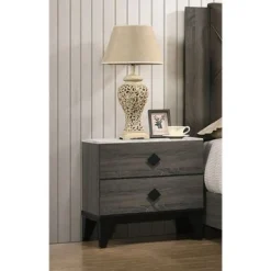 Nightstand With 2 Drawers Storage - Cream -Bed Frame Shop 35ea3f92 76d8 40ed 9393 7ac56faecb79