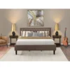 3 Pc Bedroom Set - 1 Bed With Brown Linen Fabric Button Tufted Headboard - 2 Nightstand (Bed Size Options) - KD18K-2HI07