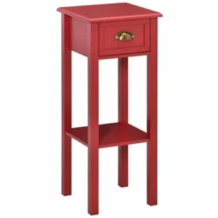 HOMCOM 2-Tier Night Stand With Drawer, Narrow End Table With Bottom Shelf, For Living Room Or Bedroom - Black -Bed Frame Shop 366efee0 5001 4ebf 80fc 34b837b7e4c5