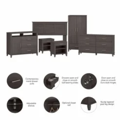 Somerset 6 Piece Full/Queen Size Bedroom Set By Bush Furniture - Storm Gray -Bed Frame Shop 367ed28c 5ab5 42cc 8945 508ad20463ef