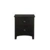 Pine Wooden Nightstand With 2 Drawers - Black