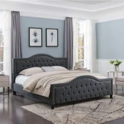 Virgil Traditional Queen-Sized Bed Frame By Christopher Knight Home - Dark Gray