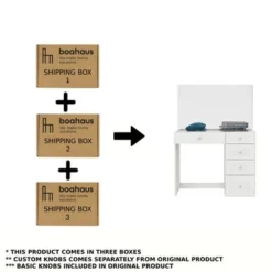 Boahaus Matilda Modern Vanity Table, White, 5 Drawers - Gold -Bed Frame Shop 36aed169 f1ff 4cc7 b39b d82f694a6ef5