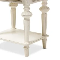 Baxton Studio Helios French Provincial Style Weathered Oak And White Wash Distressed Finish Wood Two-Tone Nightstand - Nightstand-White/Natural -Bed Frame Shop 36f66d74 b347 4203 aff4 8dab3340dde3