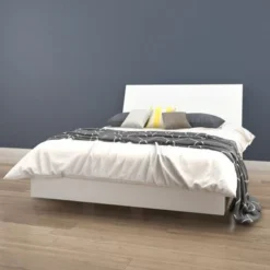 Nexera Paris Platform Bed With Headboard, White - Queen -Bed Frame Shop 373c5139 a61e 43e0 90ee ceadccbca57f