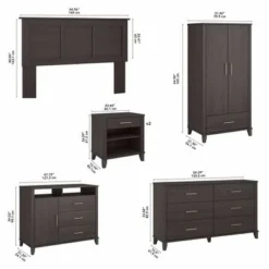 Somerset 6 Piece Full/Queen Size Bedroom Set By Bush Furniture - Fresh Walnut -Bed Frame Shop 37705e55 8823 4133 8c52 fbac90491be8