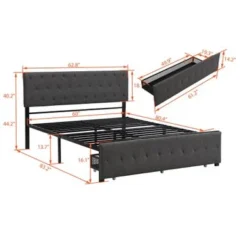 Nestfair Metal Storage Platform Bed With Big Drawer - Grey - Queen -Bed Frame Shop 37983411 e912 4e75 b5a0 8c7df34e72c4
