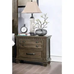 2-Drawer Wood Nightstand In Rustic Brown Finish - Rustic Brown - 2-drawer -Bed Frame Shop 37d8f308 04af 45b5 928e 1296b7e335e6