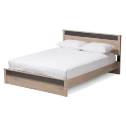 Contemporary Light Brown And Gray Wood Platform Bed By Baxton Studio - No Options -Bed Frame Shop 38925cbe edf2 461c 9295 9f880b55f7db