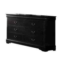 Traditional Style Wooden Dresser With Six Drawers, Black