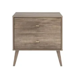 Prepac Milo Mid-Century Modern 2 Drawer Nightstand, Bedside Table, Contemporary Bedroom Furniture - White -Bed Frame Shop 391b3689 6015 48f1 8e18 b84e0e33ea7d
