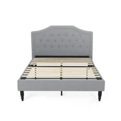 Elinor Upholstered Queen Platform Bed By Christopher Knight Home - Charcoal Gray, Dark Brown -Bed Frame Shop 394358b7 f895 4459 a4cf 441cf1161ee6
