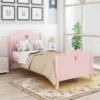 Merax Twin Platform Bed With Love Shaped Headboard And Footboard - Pink