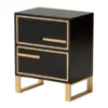 Baxton Studio Giolla Contemporary Glam And Luxe Black Finished Wood And Gold Metal 2-Drawer End Table - Black, Gold