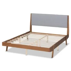 Baxton Studio Senna Mid-Century Modern Fabric Upholstered Wood Platform Bed In Grey - Full -Bed Frame Shop 3b7a54d1 cbe9 4620 932b 044d048afdc1