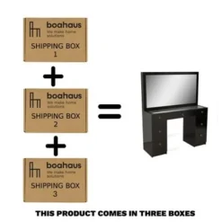 Boahaus Venus Modern Vanity, Glass Top, 07 Drawers - N/A - Black-Crystal Knobs -Bed Frame Shop 3ba4c968 0aae 41f3 bee7 2babb6dfc706