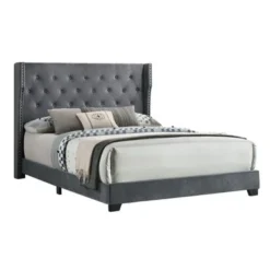 Best Quality Furniture Upholstered Panel Bed Tufted With Side Studs - Black - Queen -Bed Frame Shop 3ba7ed0d f533 49c7 8ba9 0e50c7405c8b