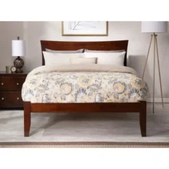 Metro Walnut Finish Wood Queen Open Foot Platform Bed - Walnut - Queen -Bed Frame Shop 3c90441d a2c1 41a9 84f6 d4b448a8c7ac