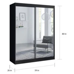 Copper Grove Parasol Modern Glossy Mirrored 2-door Wardrobe Armoire - White-59" -Bed Frame Shop 3ca14e19 c09e 4fca 96d1 7c16cb5ec65e