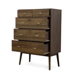 Curtisian 3 Piece 5 Drawer Dresser And Nightstand Bedroom Set By Christopher Knight Home - Columbia Walnut -Bed Frame Shop 3d1d4dd8 2c3c 4b7b 98aa 3dae9101bf48