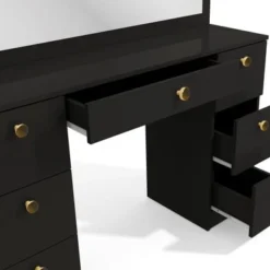 Boahaus Artemisia Modern Vanity, Black, Wide Mirror, 07 Drawers - Black-Crystal Ball Knobs -Bed Frame Shop 3d8e4c8a 0d5a 4e13 ac50 9dd311be4e4f