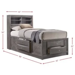 Picket House Furnishings Madison Twin Storage 5PC Bedroom Set - Grey - Twin - 5 Piece -Bed Frame Shop 3db343b2 9d1b 4e21 b68d 561000e6c793