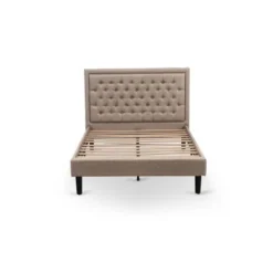 Pc Bed Set - 1 Platform Bed Frame Dark Khaki Linen And Button Tufted Headboard - 2 Nightstand (Bed Size Options) - KD16F-2HI08 -Bed Frame Shop 3df33ef2 86a7 4e6b 9d70 cd86cbb21882