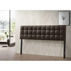 Bella Varya Tufted Faux Leather Upholstered Panel Headboard (Brown/ Black) - Brown - King
