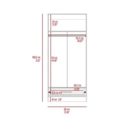 FM Furniture Rio 71-inch Tall Double Door Armoire With 1 Cabinet, 1 Rod, And Hidden Drawer - White