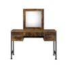 4 Drawers Vanity Desk And Mirror In Rustic Oak And Black Finish - Rustic Oak And Black