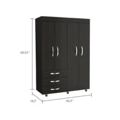 FM Furniture Janeiro Armoire, With One Cabinet And One Hidden Drawer - Black -Bed Frame Shop 3f833f49 9afb 43e6 a6c4 37d0c989aeee