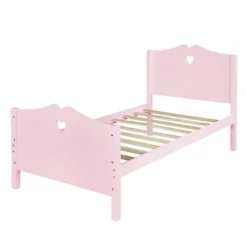 Merax Twin Platform Bed With Love Shaped Headboard And Footboard - Pink -Bed Frame Shop 3f9e0bf6 4d76 41aa b347 907a86b94561