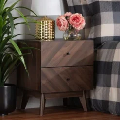 Baxton Studio Hartman Mid-Century Modern Walnut Finished Wood 2-Drawer Nightstand - Walnut Brown -Bed Frame Shop 3fac7c39 b3d9 4a3f b893 195897979ae5