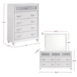 Leatherette Upholstered Queen Panel Bedroom Set In White And Grey - 4 Piece -Bed Frame Shop 3fdcaa36 1e2a 4173 80c9 36e6ac5527fd
