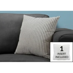 Pillows/ 18 X 18 Square/ Insert Included/ Decorative Throw/ Accent/ Sofa/ Couch/ Bedroom/ Polyester/ Hypoallergenic/ Grey/ Black/ Modern