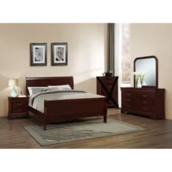 Copper Grove Rosendal Classic Louis Philippe Cherry Bedroom Set - Queen - 4 Piece