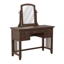 Modern Mission King Bedroom Set With 2 Nightstands, 1 Chest And 1 Vanity With Bench - Vintage Oak - King - 6 Piece -Bed Frame Shop 405f3a40 8879 4c2f 8e93 564cda603847