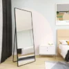 65" X 24" Alloy Frame Full Length Mirror Hanging Standing Or Leaning - 65"H X 24"W - Black