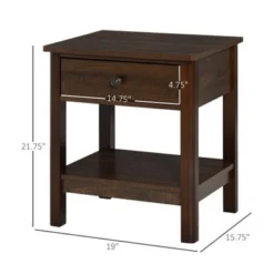 HOMCOM Bedside Night Stand With Drawer, Top And Bottom Shelf For Small Spaces, Dark Brown - Dark Brown - 1-drawer -Bed Frame Shop 418a55d1 6173 4613 aa0d dd39bfeb6354