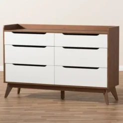 Carson Carrington Borlange 6-drawer Mid-century White/Walnut Chest - White/Walnut - 6-drawer -Bed Frame Shop 419ab0a8 d100 4f3e 8221 931d03978df0