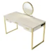 3 Drawers Metal Frame Vanity Desk With Mirror - Antique White/Champagne